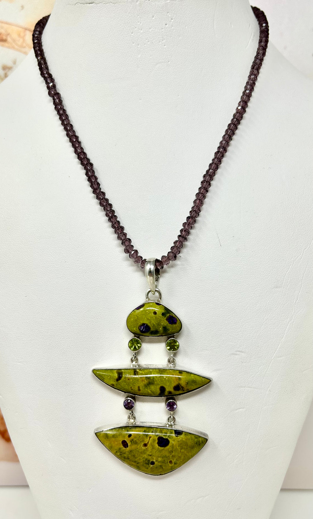 Stitchite, Peridot and Amethyst