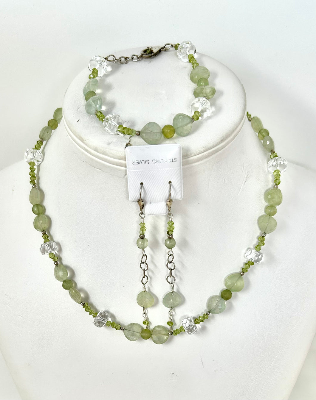 Prehnite, Peridot and Quartz 3 piece set