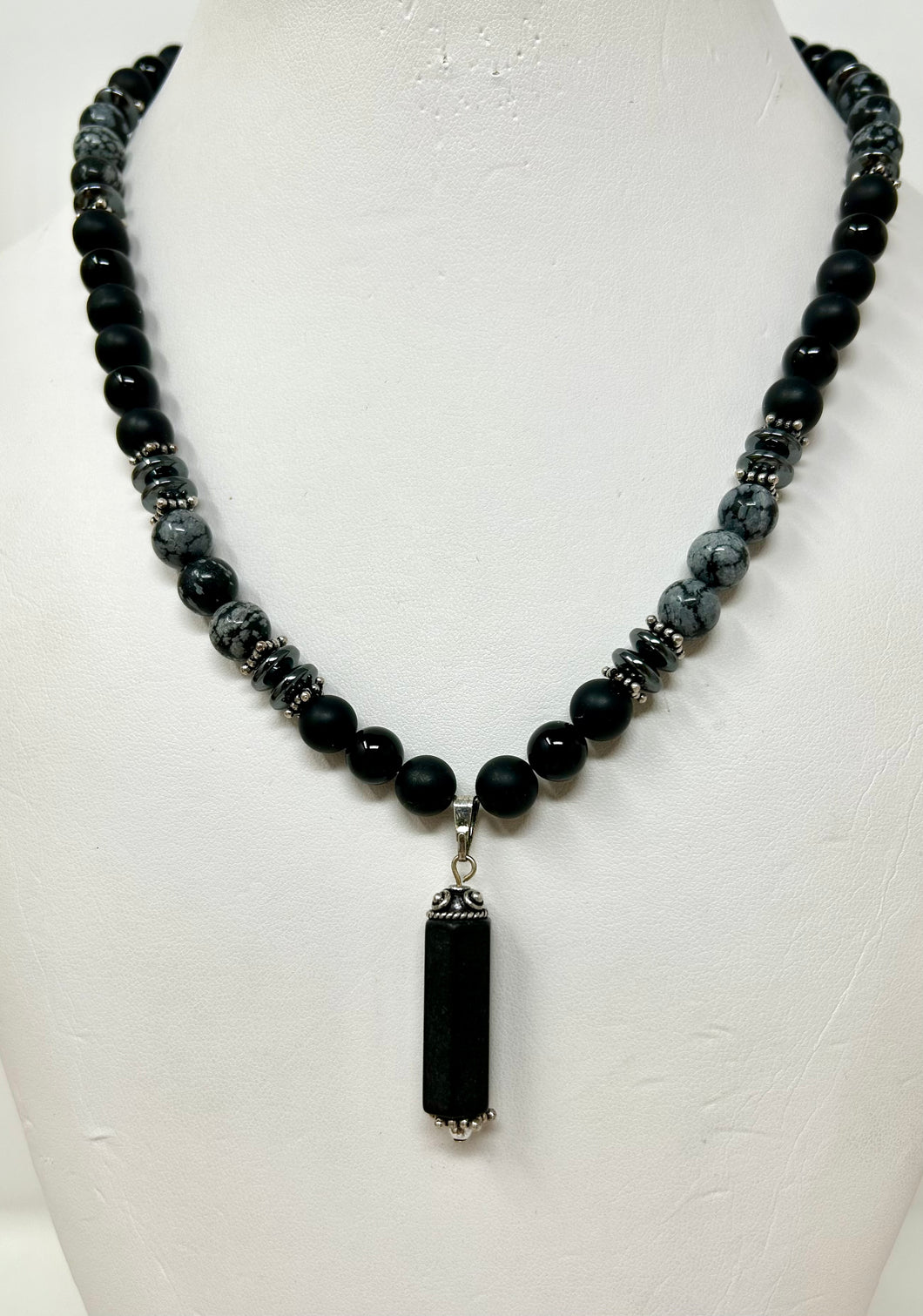 Snowflake Obsidian, Black Onyx and Hematite