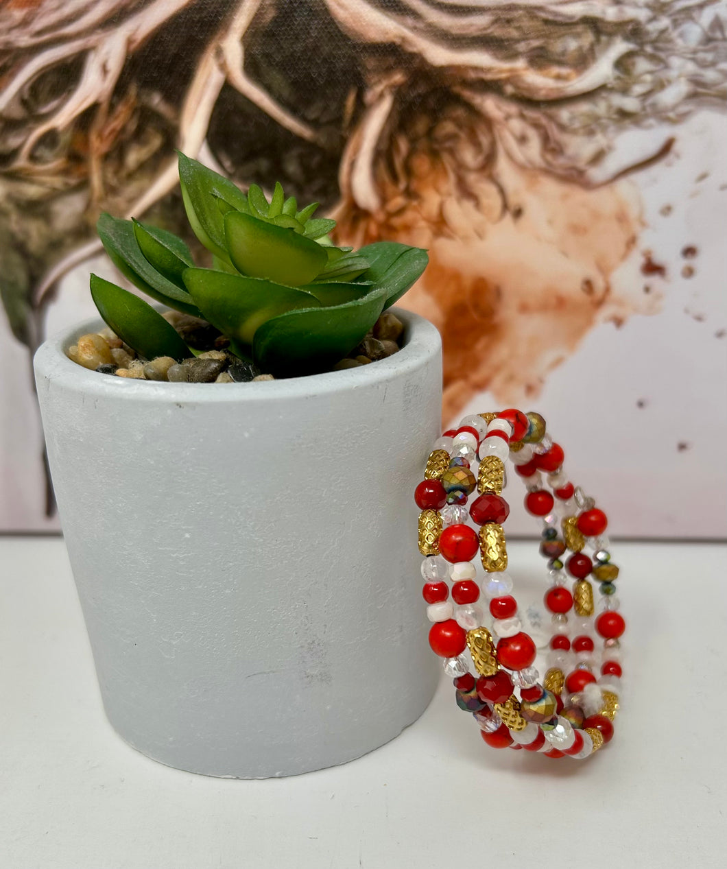 Moonstone and Coral Bracelet