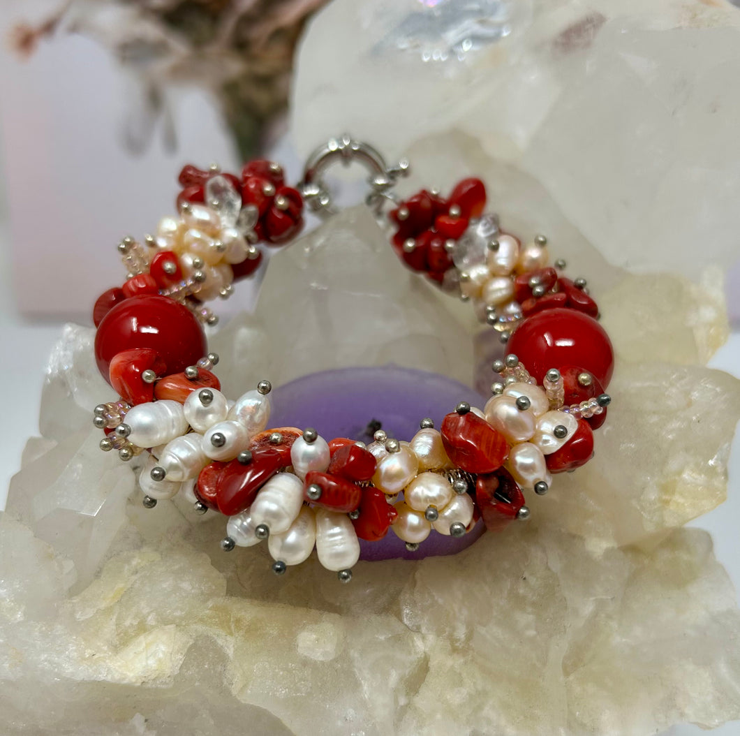 Coral and Pearl Bracelet