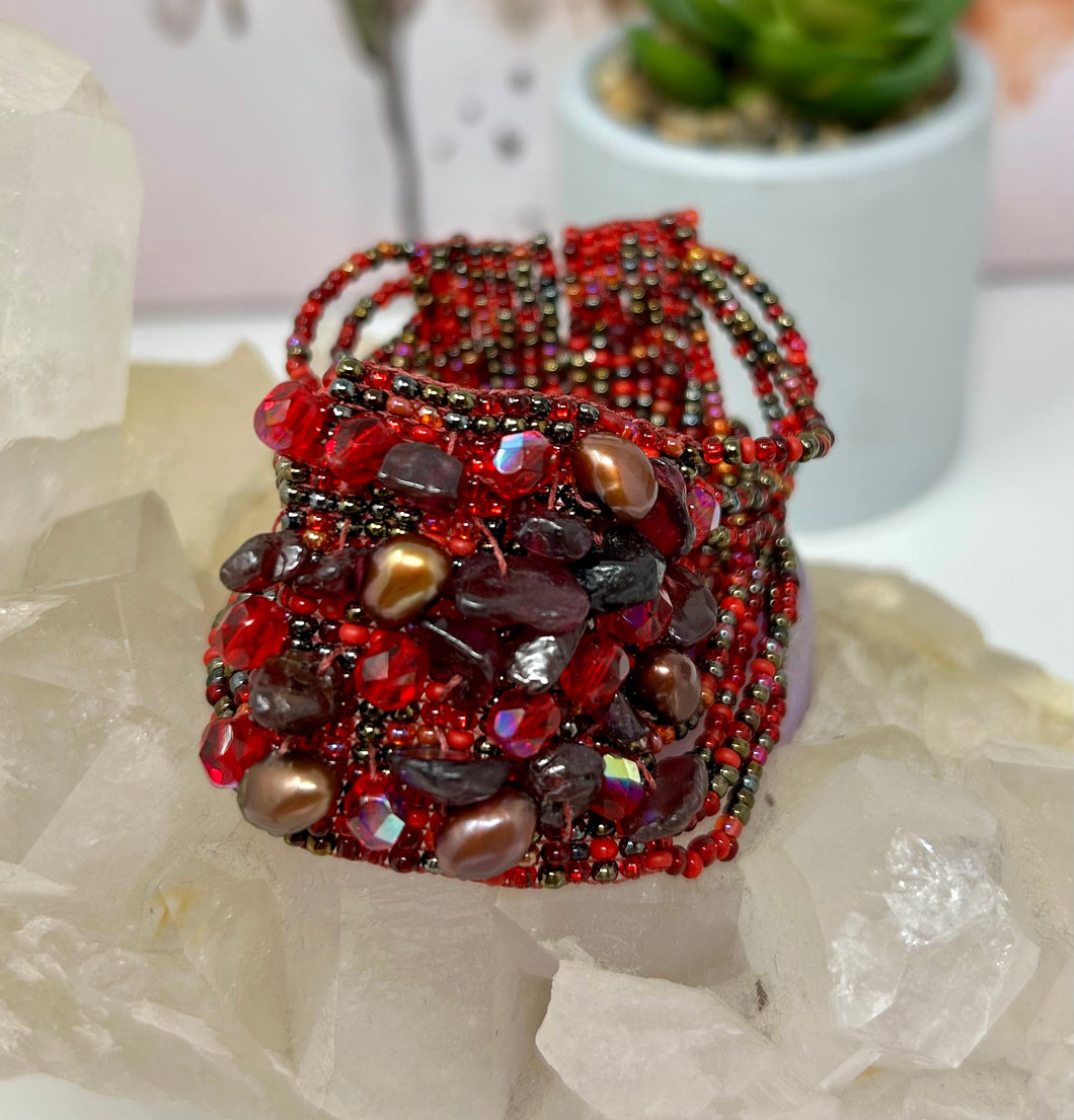 Garnet and Pearl Bracelet