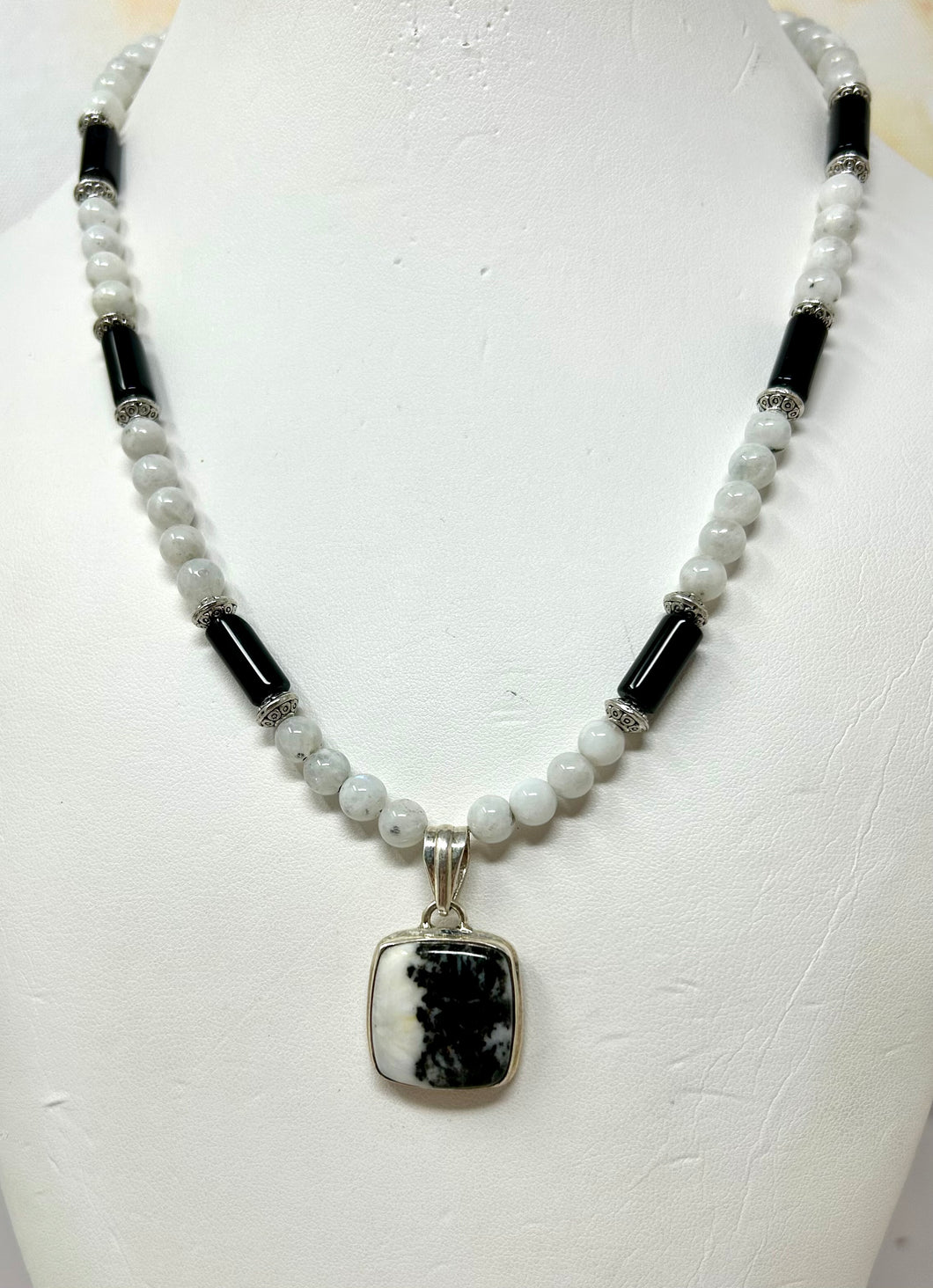 Moonstone, Black Onyx and Dendritic Agate