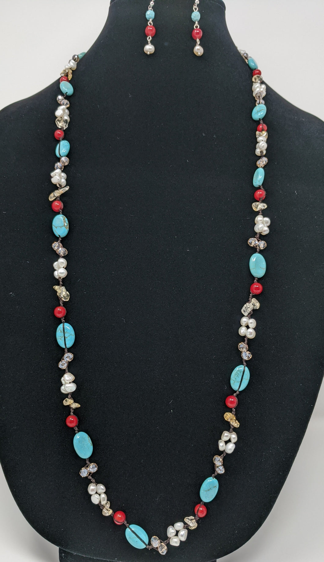Turquoise, coral, citrine and pearl