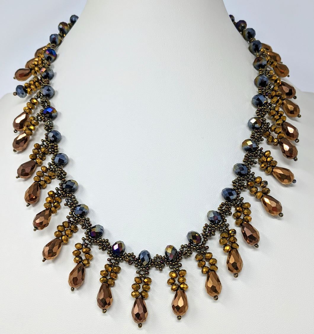 Glass crystal and seed bead necklace
