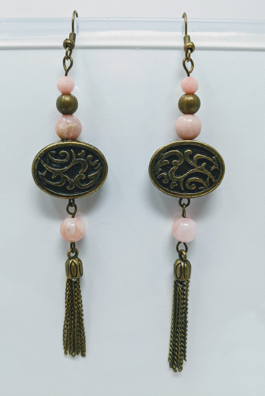 Earrings, Pink Peruvian Opal